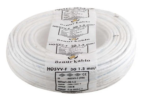 Öznur 10 Metre 3 x 1,5 TTR Çok Telli %100 Bakır Kablo